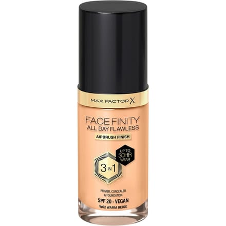 Max Factor Facefinity All Day Flawless 3 in 1 Vegan Foundation 30ml (Various Shades) - W62 - WARM BEIGE