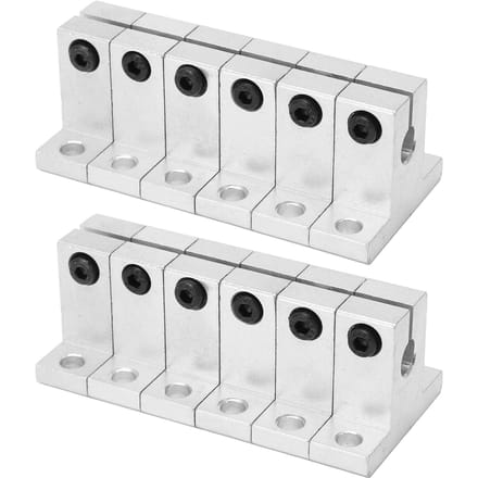 Kit de 12 pièces Support de rail de mouvement linéaire Tige de serrage d'arbre en alliage d'aluminium pour imprimante 3D white