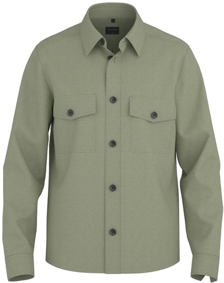 OLYMP Casual Overhemd, Overshirt, Kent, Olijfgroen
