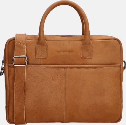 Hide & Stitches Wolga Laptoptas 15,6 inch (34.5x19.4 cm) - 100% Leer - Cognac