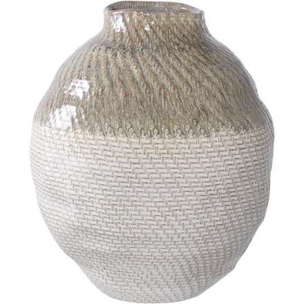 Vaas, keramiek, wit/groen ø26x30,5 cm