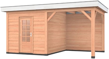 Douglas overkapping, 500 x 300, met schuur en achterwand, Westwood Holland Basic