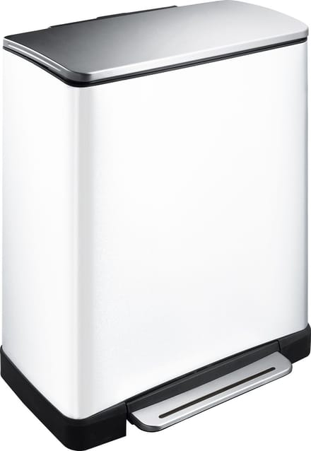 EKO - E-Cube recycling pedaalemmer 28+18 liter - Stainless steel Plastic - wit, mat RVS - Prullenbak