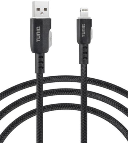 TUNIQ USB-A naar Lightning Kabel 100cm - Snelle oplaadkabel - Zwart