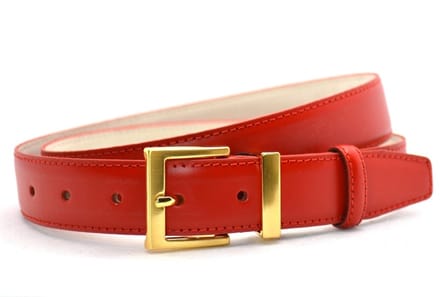 rood dames riem - gouden gesp - 3 cm breed - maat 85 totale lengte 100 cm