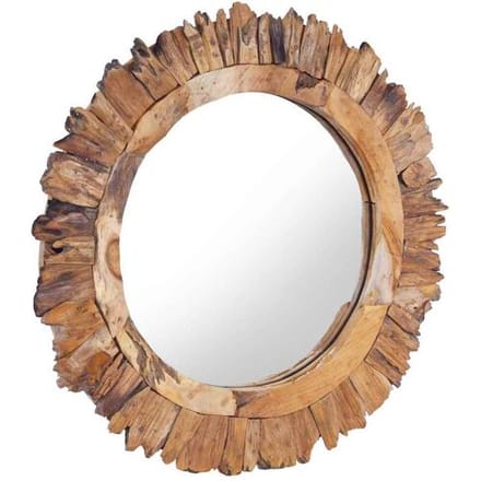 vidaXL - Wandspiegel - rond - 60 - cm - teakhout