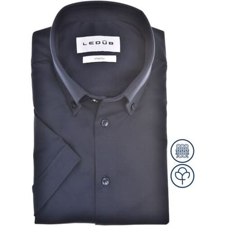 Ledûb Overhemd Cotton Jersey Stretch Shirt Donker Blauw / male