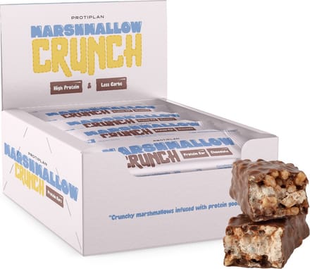 Protiplan - Marshmallow Crunch Protein Bars Chocolate - 12 repen - Low Sugar - Low Carb Snack - Eiwitrepen