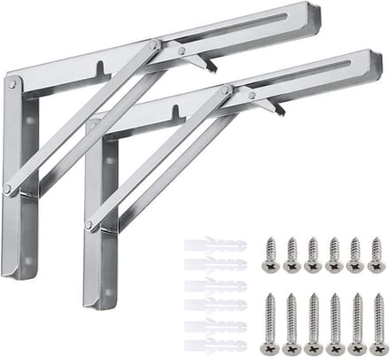 2x Zware Inklapbare Plankdragers RVS - Opvouwbare Wandsteun 80kg Draagkracht
