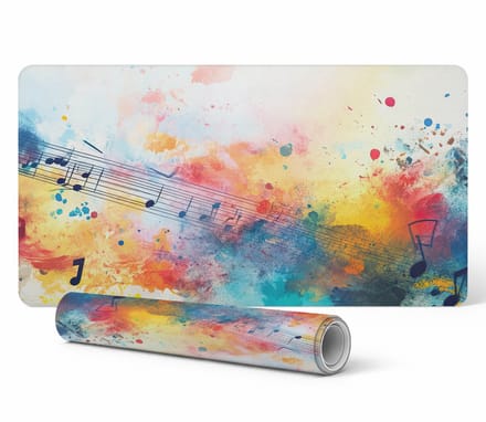 Vinyl bureauonderlegger met stijlvolle abstracte muziekprint, 100x50 cm