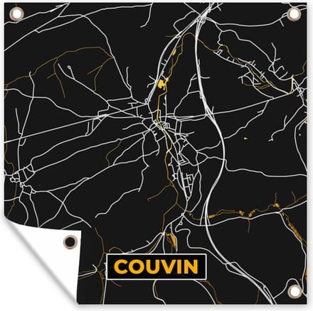 Tuindoek Stadskaart - Couvin - Goud - Kaart - Plattegrond - 100x100 cm