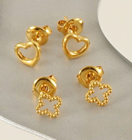 Klaver oorbellen beaded goud | Stainless Steel Goud