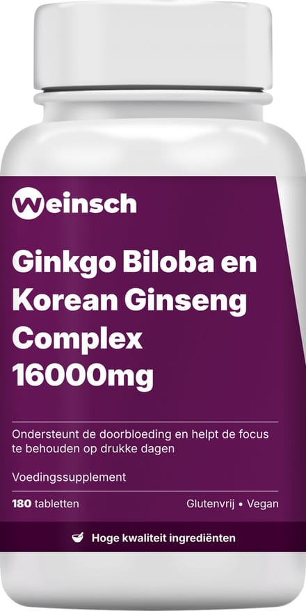 Weinsch Ginkgo Biloba en Korean Ginseng Complex 16000mg | 344mg | 180 tabletten