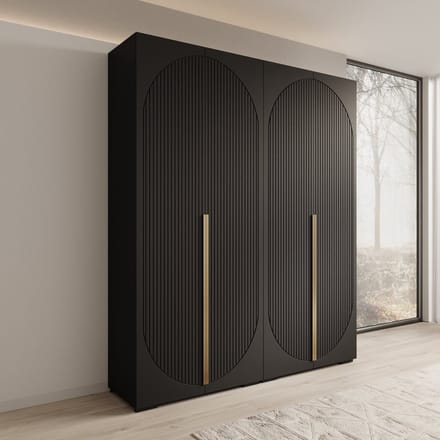 Meubella - Mayfair - Kledingkast 4-deurs - Zwart - 200x47x237 cm