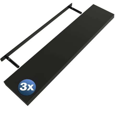Wandplank Zwevend 3 Stuks Zwart MDF 110x23x3,8cm