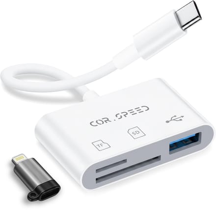 Cor.Speed SD Kaartlezer 3-in-1 - Voor lightning & USB-C - Universeel
