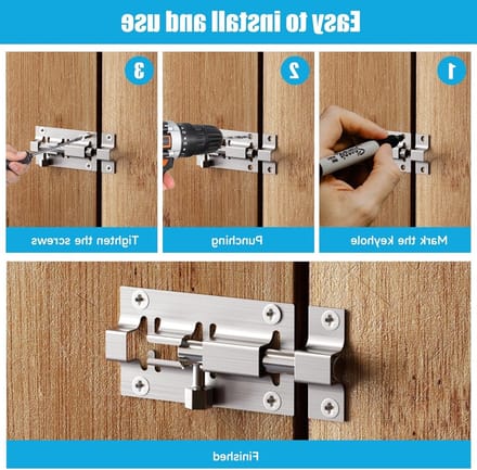 4-Pack Deurslot RVS Schuifgrendel 5cm - Kleine Deur Beveiliging met Schroeven