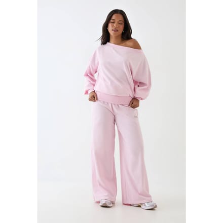 Dames Dsgn Studio Lichtgewicht Off-shoulder Sweatshirt | Pink | Maat: XL