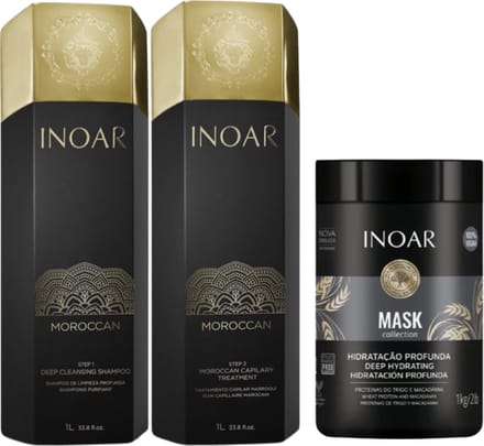 Inoar Moroccan Keratine Set Met Macadamia Masker 1000 ML