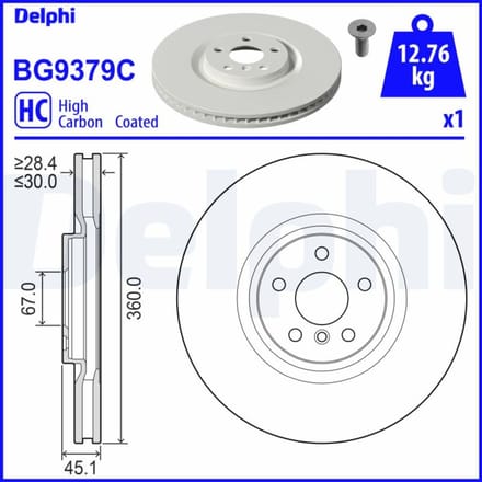 Remschijf DELPHI BG9379C, 1 stuk