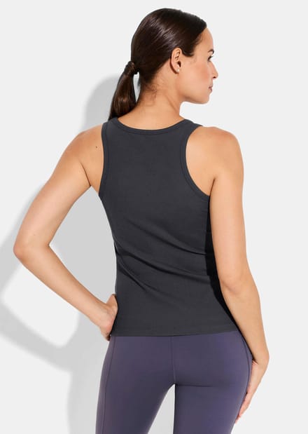 Geribde tanktop - antraciet - Gr. M van Goldner Fashion