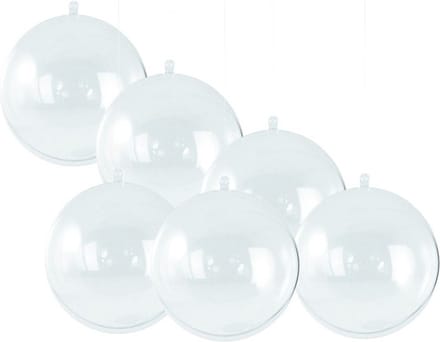 Gerimport DIY kerstballen - 6x st - D5 cm - doe het zelf hobby kerstballen - transparant