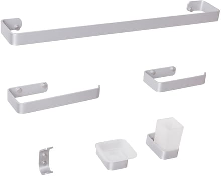 ZORRITOS - 6-delige badkamer hardware set - Zilver - Aluminium
