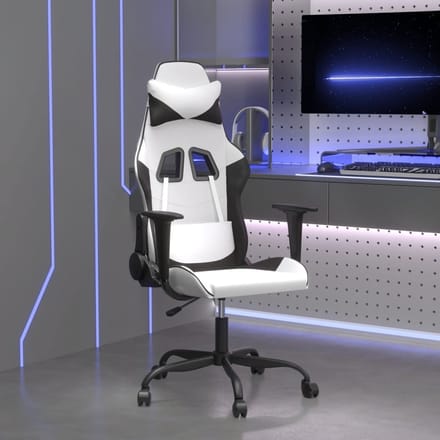 vidaXL - Massage - gamestoel - kunstleer - wit - en - zwart