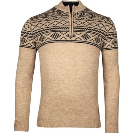 Baileys Trui Top Part Norwegian Knit Design Half Zip Lambswool Beige / male