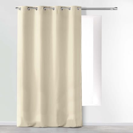 d'Intérieur Absolu gordijn met inslagringen, microvezel, eenkleurig, polyester, natuur, 280 x 140 cm