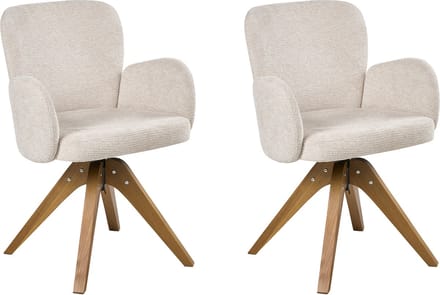 JEAN - Eetkamerstoel set van 2 - Lichtbeige - Polyester