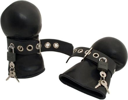 Rubber Lockable Bondage Mittens S-M
