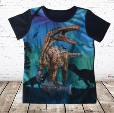 Dino shirt donkerblauw - Blauw - 98/104