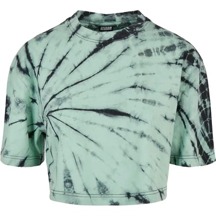 Urban Classics - Oversized Tie Dye Crop top - 5XL - Zwart/Groen