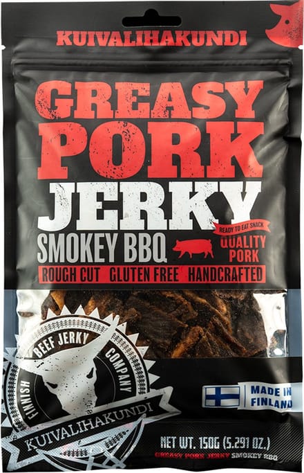 Kuivalihakundi Greasy Pork Jerky - Smokey BBQ - 2 x 150g - Beef jerky