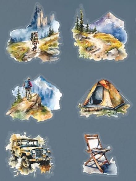 Stickerset Seenery Faraway - Bergen - Stickers Maintain - Vakantie - Bergwandeling
