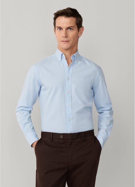 Hackett London Oxford fit getailleerd overhemd lichtblauw