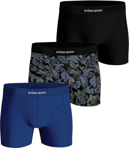 Björn Borg Cotton Stretch boxers - heren boxers normale lengte (3-pack) - zwart - - blauw