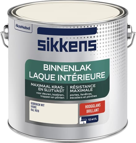 Sikkens - Binnenlak Hoogglans - Ral 9010 - 2,5 L