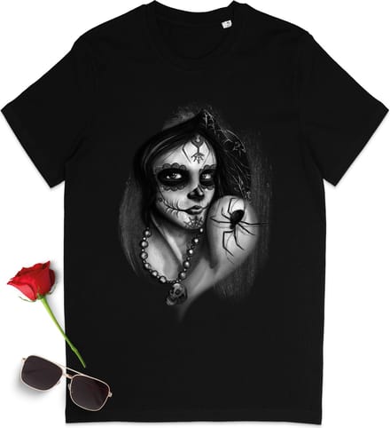 T Shirt Dames - Gothic - Zwart - Korte Mouw - Maat S