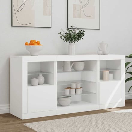 vidaXL - Dressoir - met - LED-verlichting - 142,5x37x67 - cm - wit