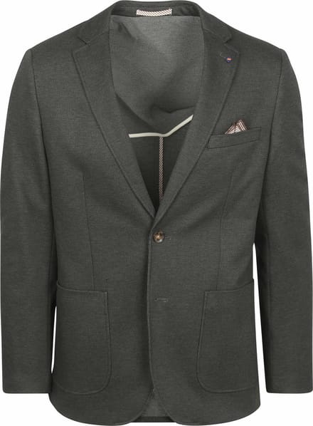 Suitable Colbert Fame Pied de Poule Donkergroen - Maat 46 - Heren blazer
