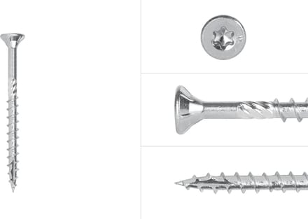 Wovar Spaanplaatschroeven Verzinkt 4 x 55 mm Torx 20 Deeldraad | Doos 200 Stuks