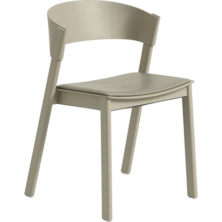 Muuto Cover Side stoel met leerbekleding. - Refine Leather Stone / Dark Beige