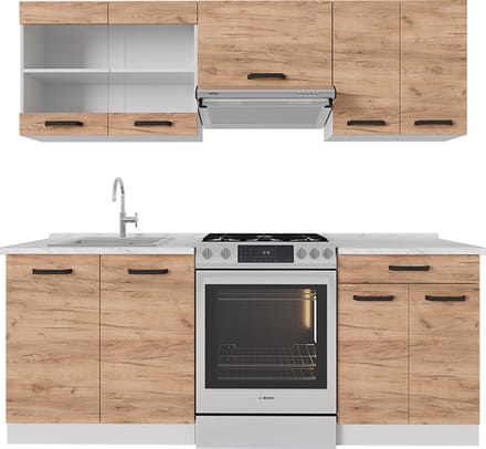Vicco R-Line Keukenblok – 200 cm WB Eik Eik goud/wit