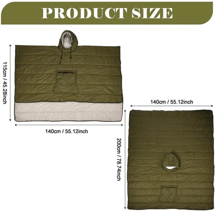 Dailygoods- Campingponcho Waterafstotend - Deken met Capuchon - Winddicht - Draagbaar - Thermische Deken - Verstelbare Capuchon