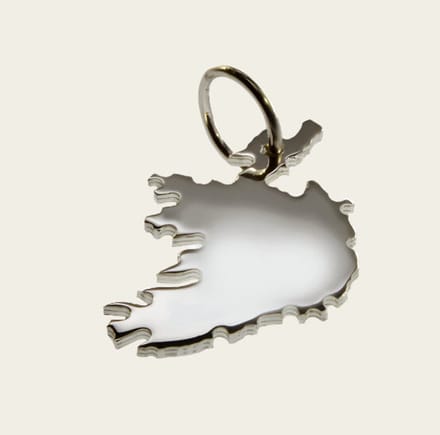 Zilveren Landkaart Ierland Zuid ketting hanger
