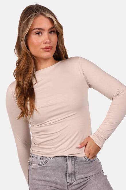 Getdrezzed Top - Maat: M - Dubbel gevoerde top met plooidetail beige