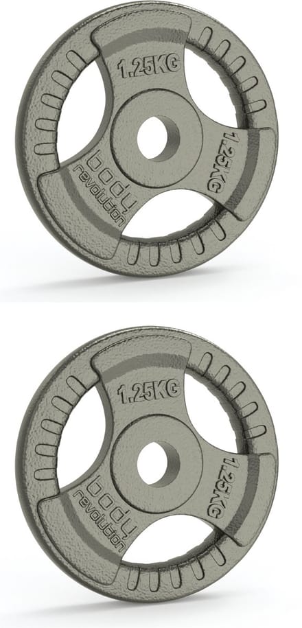 Tri-grip gietijzeren halterschijven - grijs - 2x1,25 kg - 1\ gat