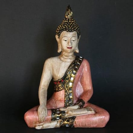 Thaise Boeddha beeld Houtlook Roze 25 cm | GerichteKeuze
